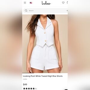Lulus White Tweed High Rise Shorts